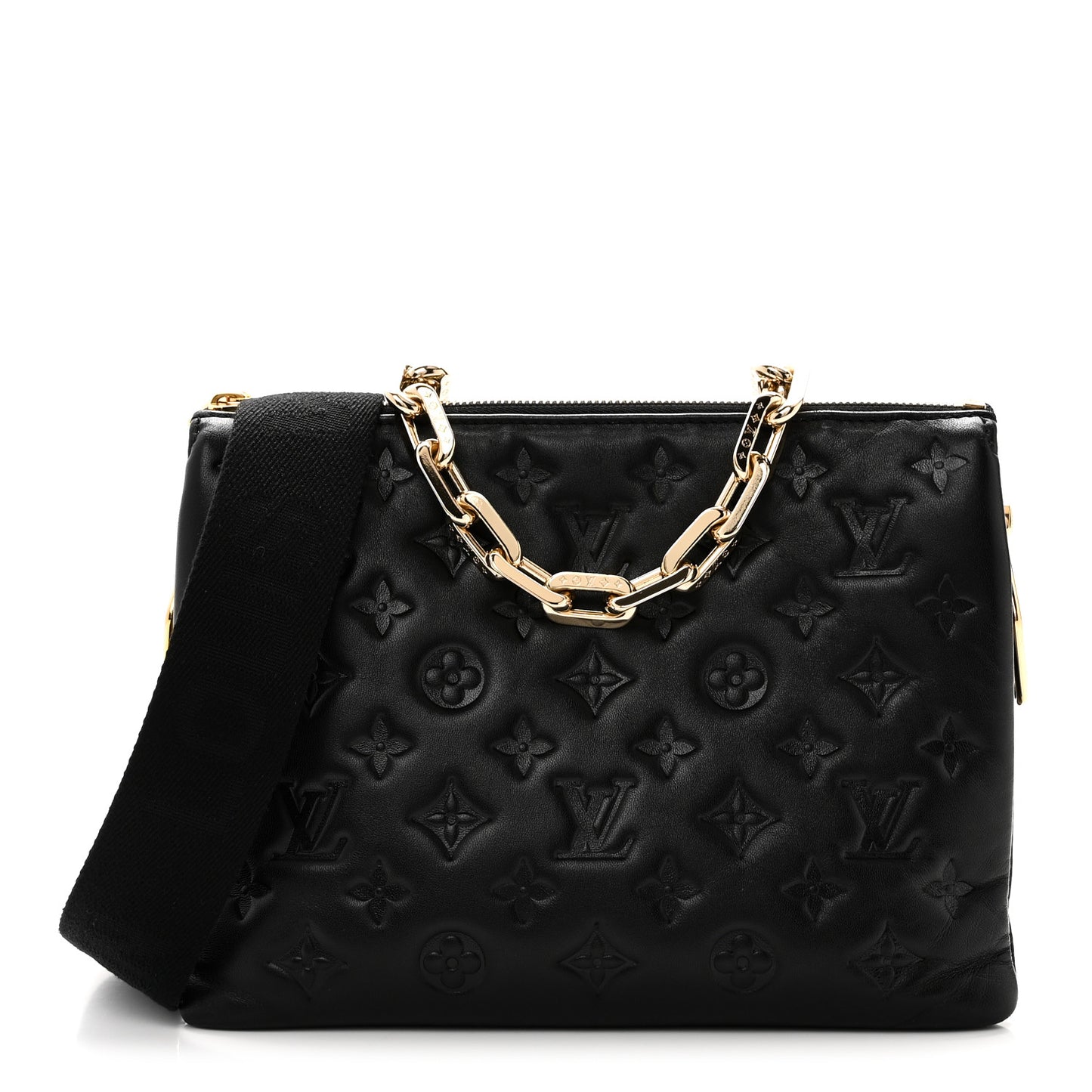 Lambskin Embossed Monogram Coussin PM Black