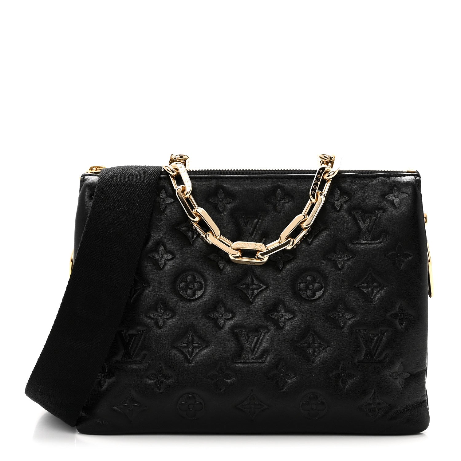 Louis Vuitton Lambskin Embossed Monogram Coussin PM Black 1 of 9