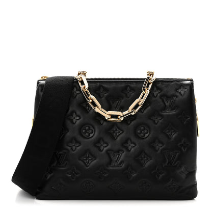 Louis Vuitton Lambskin Embossed Monogram Coussin PM Black 1 of 9