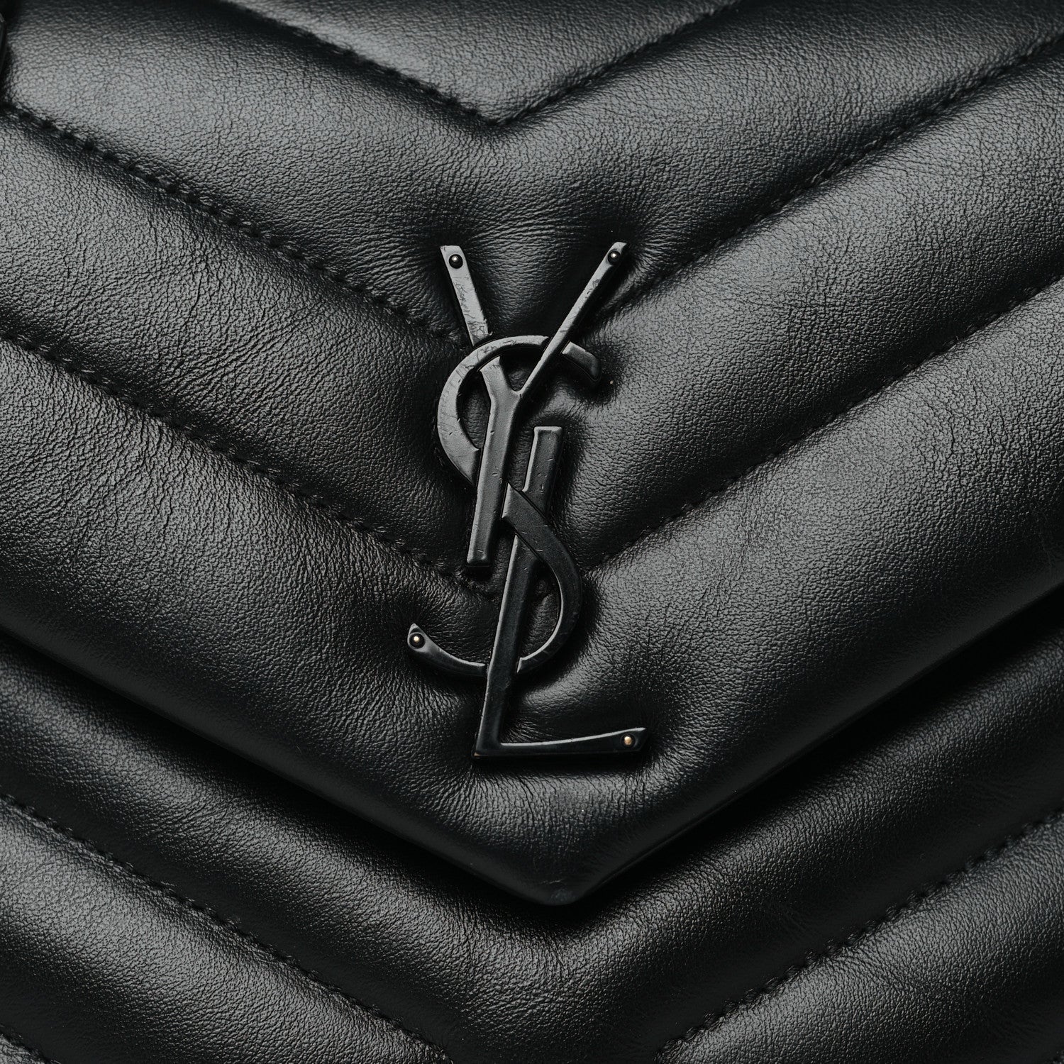 Saint Laurent Calfskin Y Quilted Monogram Monochrome Toy Loulou Crossbody Bag Black 8 of 10