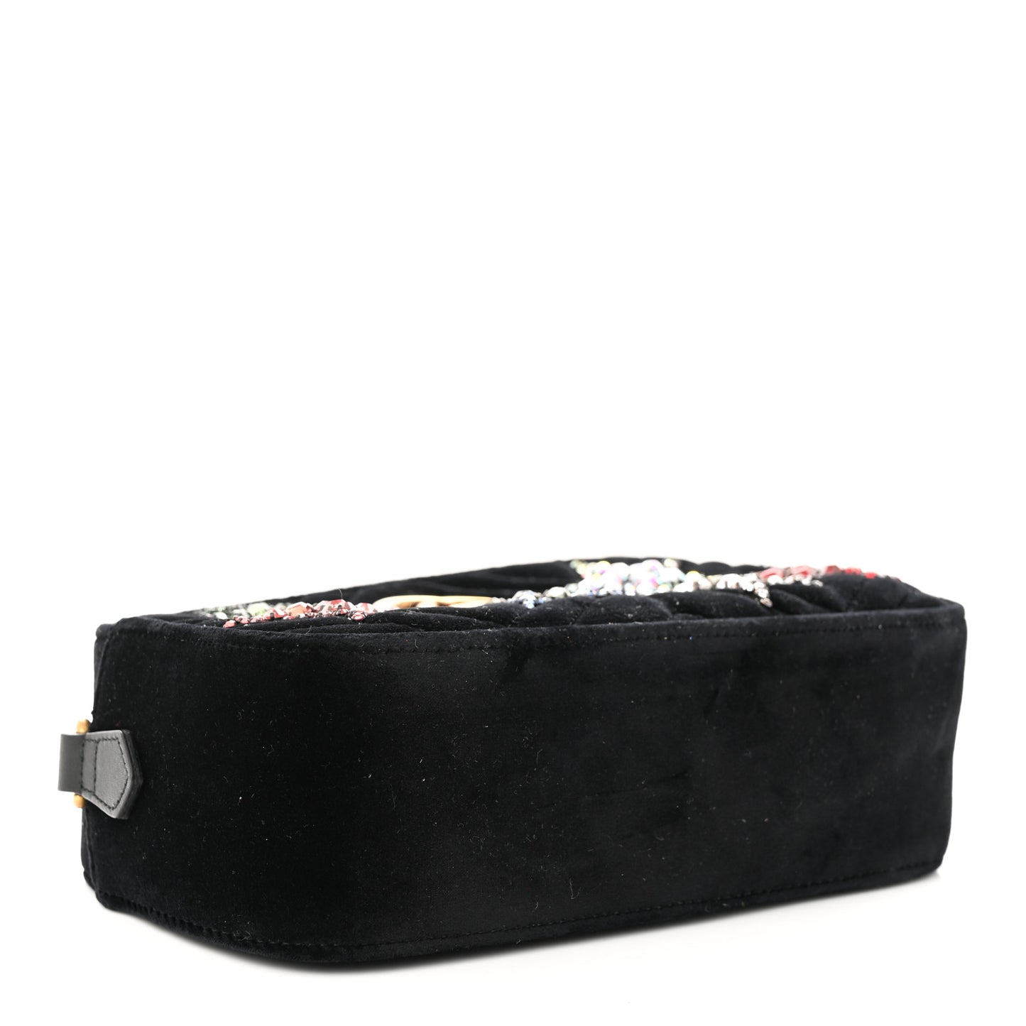 Velvet Matelasse Crystal Star Embroidered Small GG Marmont Chain Shoulder Bag Black