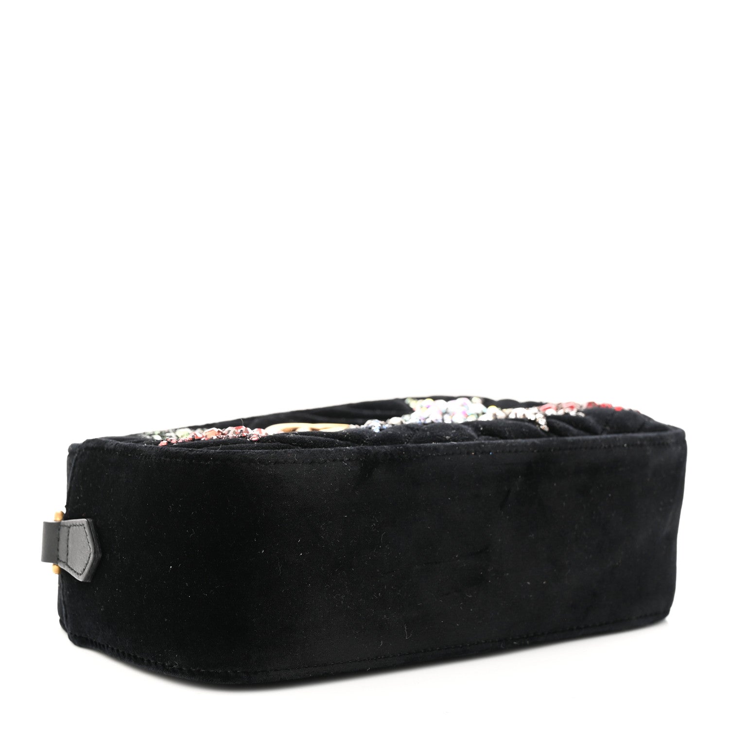 Gucci Velvet Matelasse Crystal Star Embroidered Small GG Marmont Chain Shoulder Bag Black 4 of 11