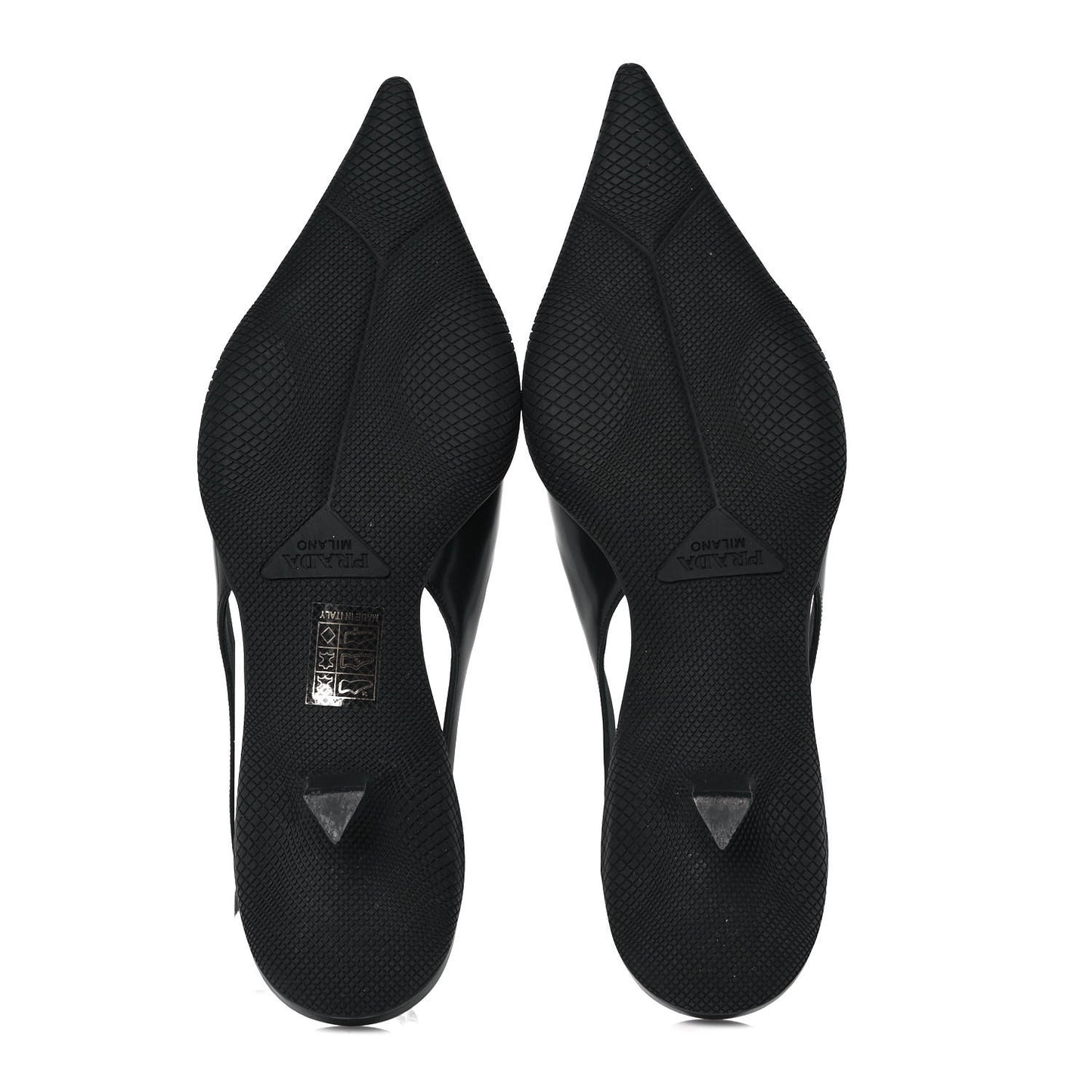 Spazzolato Triangle Logo Pointed Toe 45mm Slingback Pumps 37.5 Black