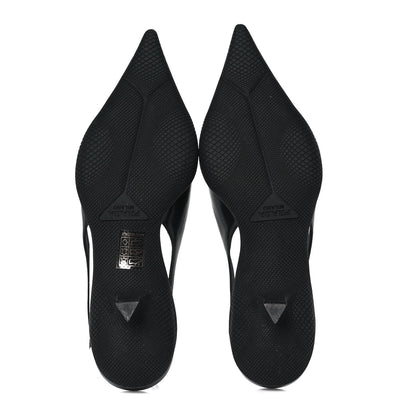 Prada Spazzolato Triangle Logo Pointed Toe 45mm Slingback Pumps 37.5 Black 5 of 7