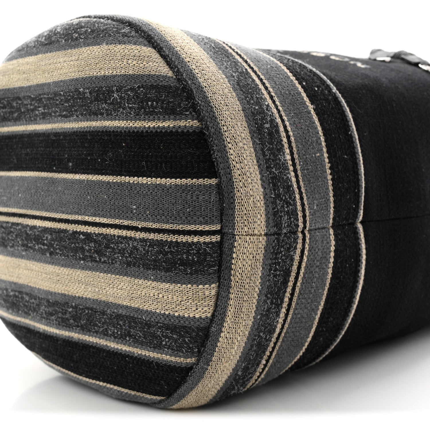 Chanel Striped Canvas Deauville Drawstring Backpack Black 19 of 19