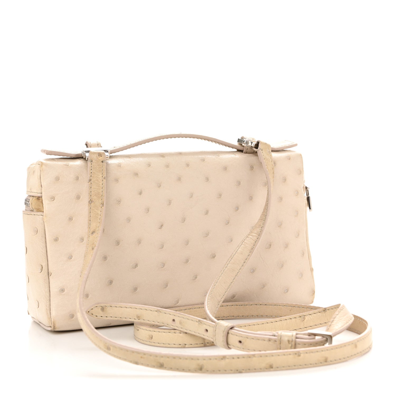 Loro Piana Ostrich L19 Extra Pocket Pouch Inca Stone 2 of 12