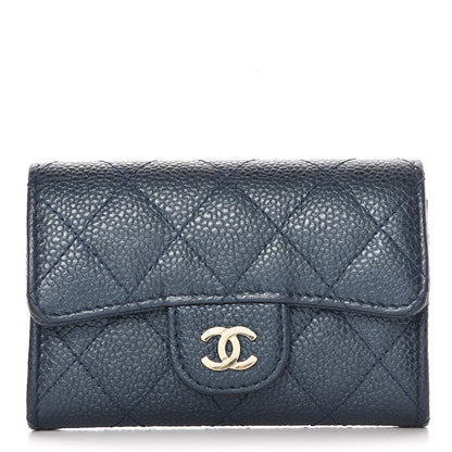 Chanel Metallic Caviar Quilted Flap Card Holder Dark Blue 1 of 12