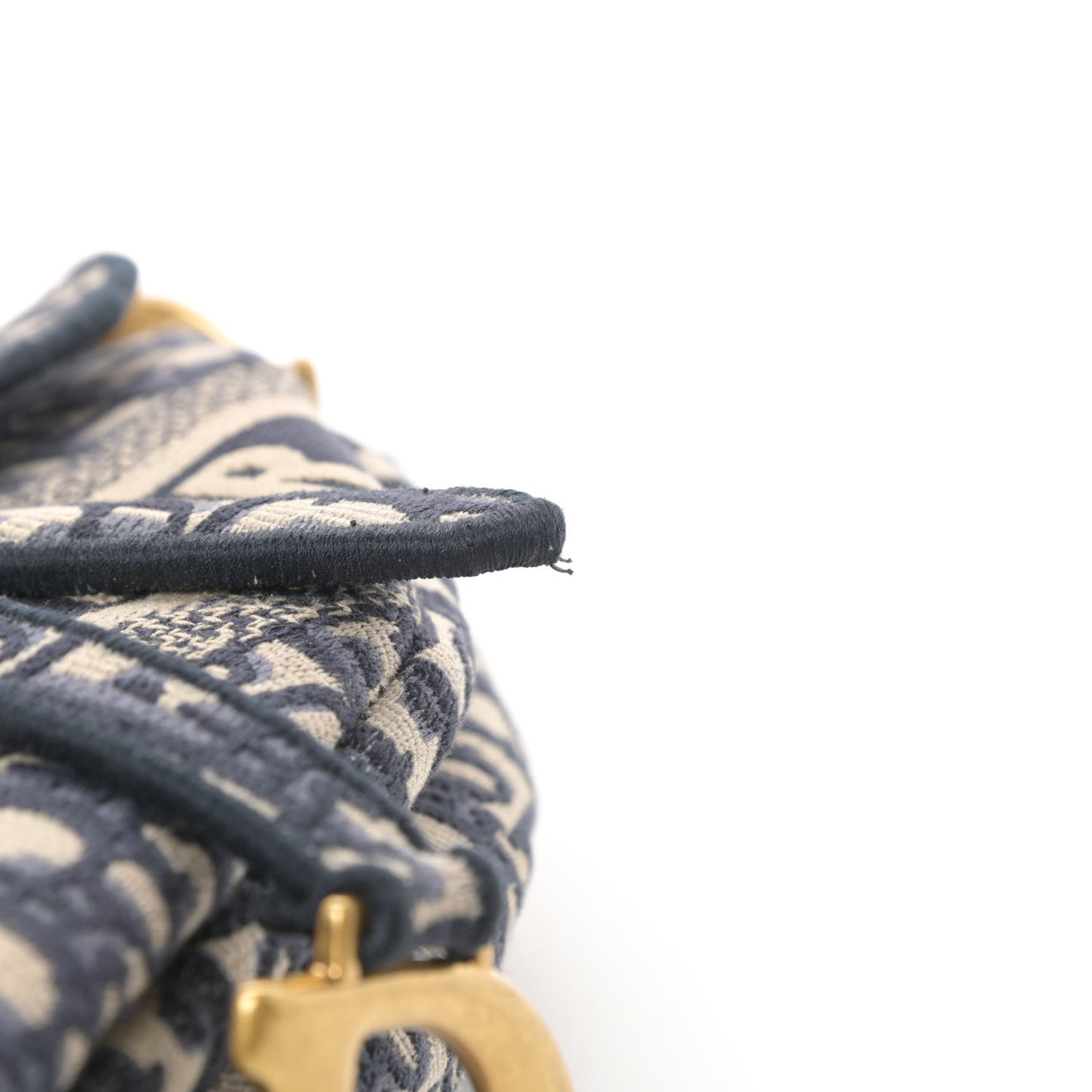 Oblique Embroidered Saddle Bag Blue