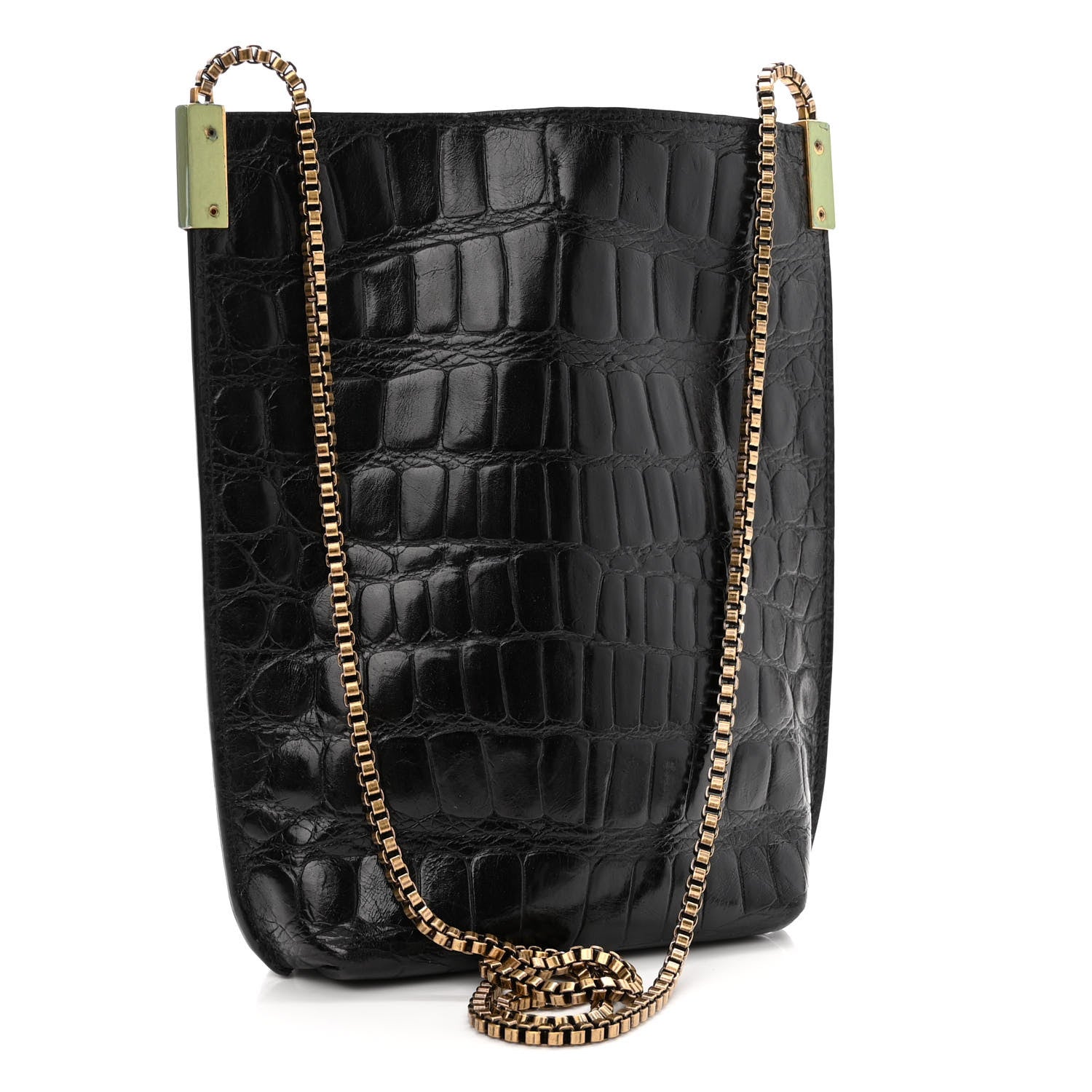 Saint Laurent Crocodile Embossed Mini Suzanne Hobo Black 3 of 11