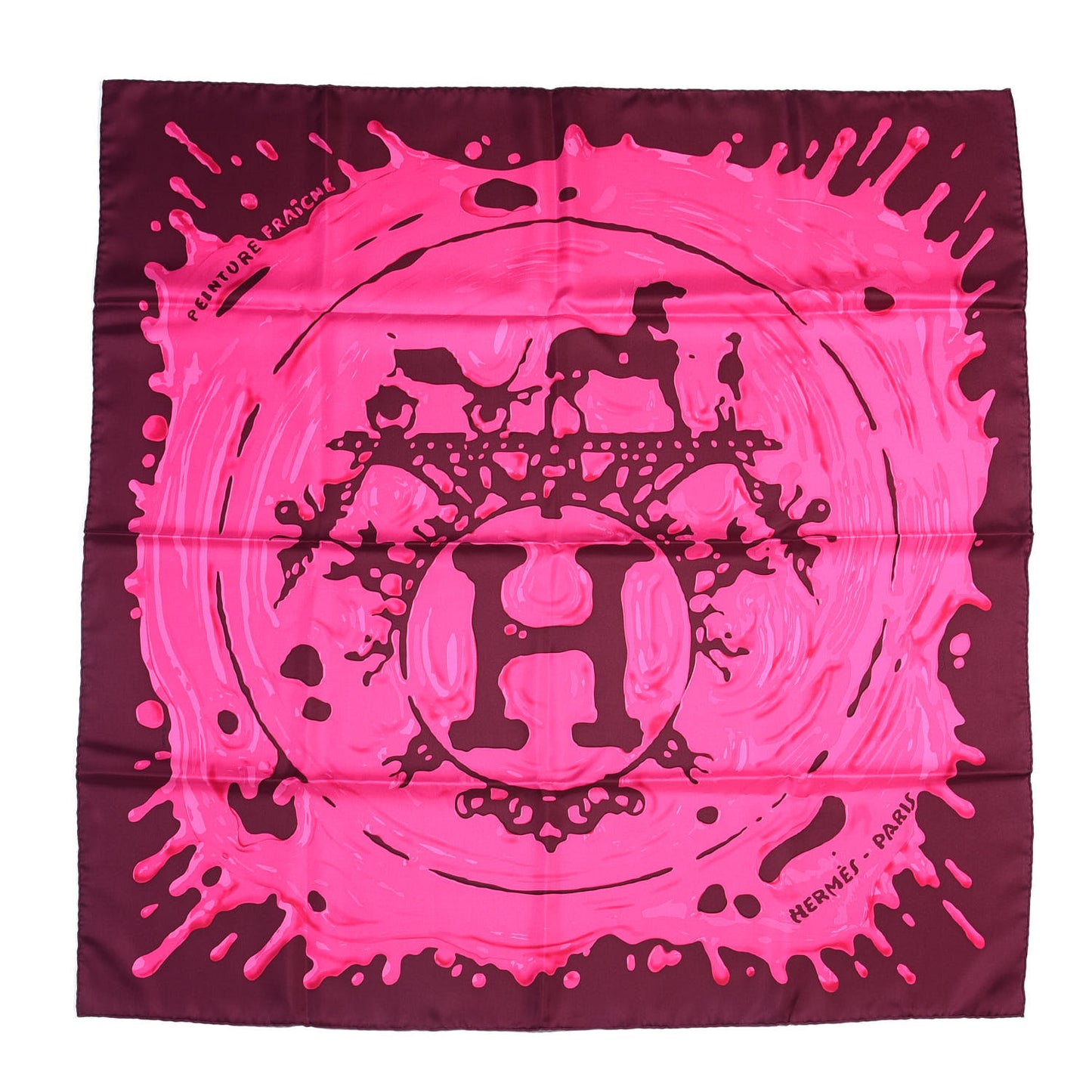 Silk Peinture Fraiche Scarf 90 Prune Rose Indien