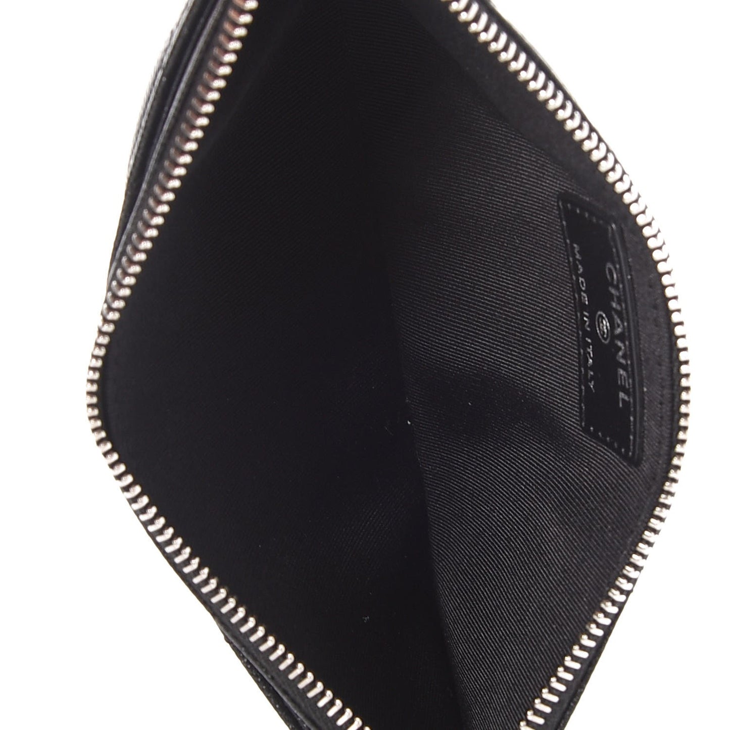 Iridescent Caviar Quilted Classic Zip Pouch Black