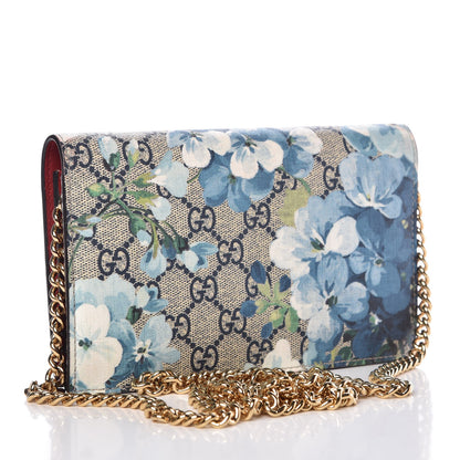 Gucci GG Supreme Monogram Blooms Chain Wallet Blue 3 of 8