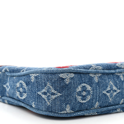 Louis Vuitton LV X TM Monogram Denim Cerises Pochette Accessories Blue 8 of 10