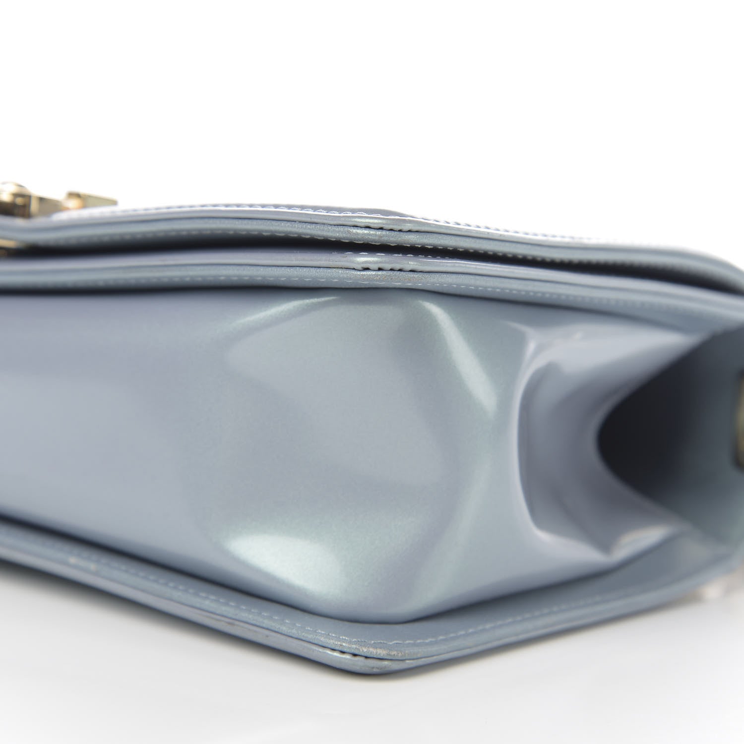Chanel Iridescent Patent Calfskin Quilted Medium Boy Flap Light Blue 11 of 13