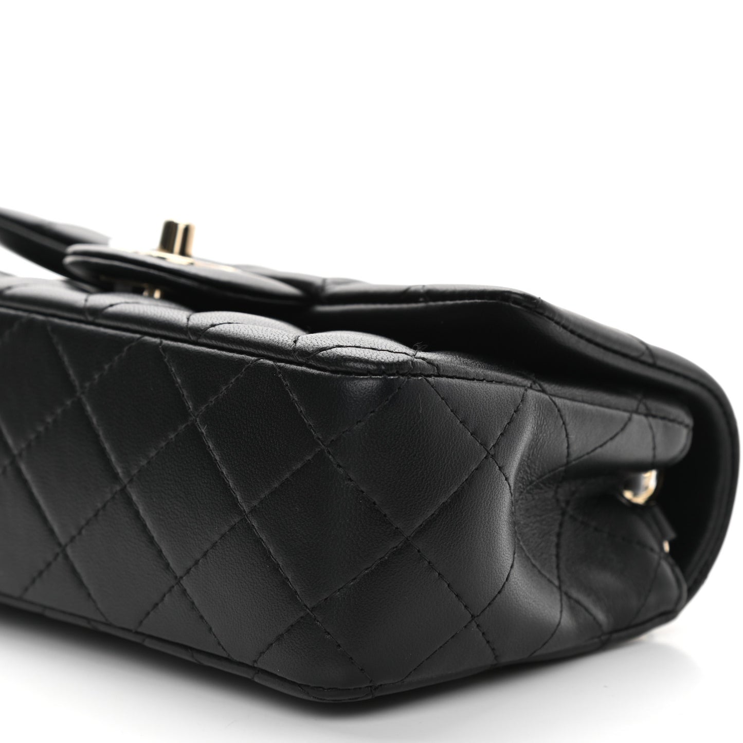 Lambskin Quilted Mini Rectangular Flap Black
