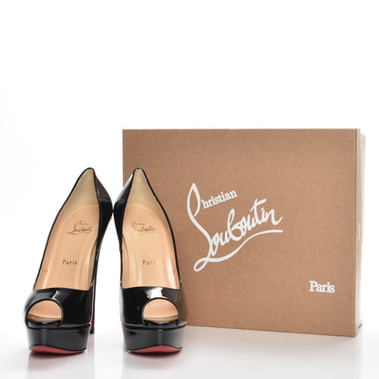 Christian Louboutin Patent Lady Peep 150 Pumps 39 Black 9 of 9