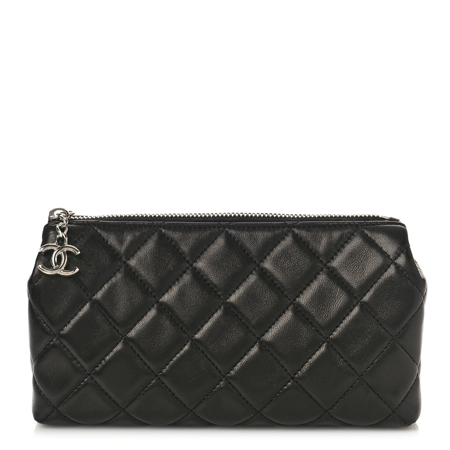 Lambskin Quilted Cosmetic Case Black