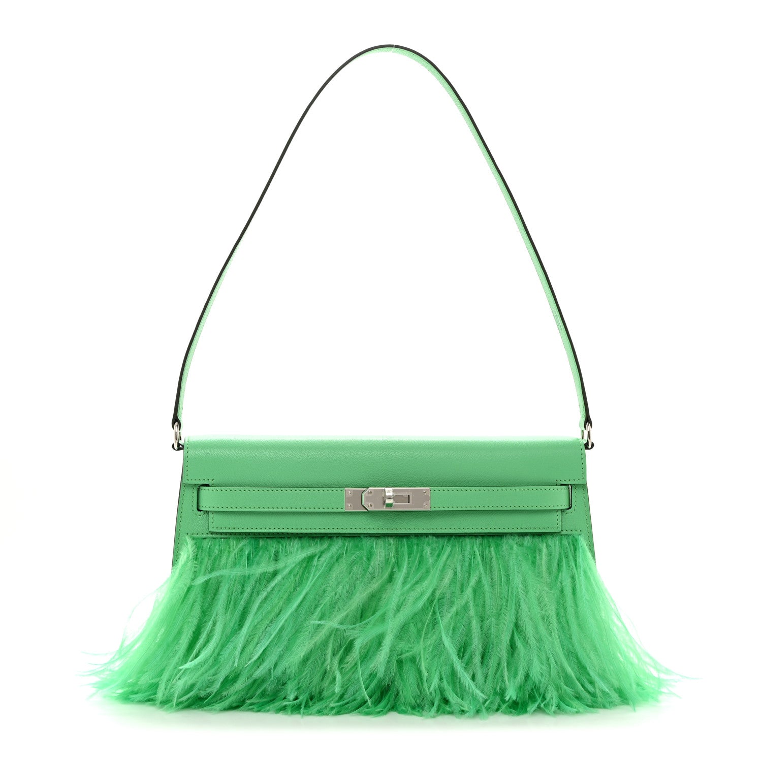 Hermes Chevre Ostrich Feather Kelly Elan Vert Comics 1 of 11