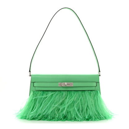 Hermes Chevre Ostrich Feather Kelly Elan Vert Comics 1 of 11