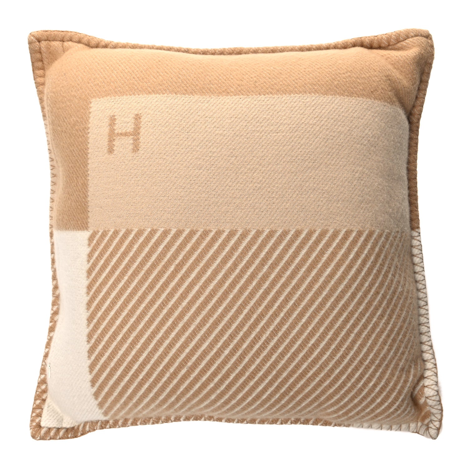 Hermes Wool Cashmere H Riviera Pillow Sable 2 of 3