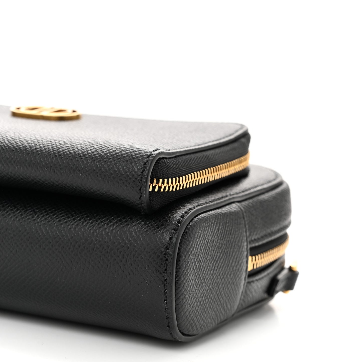 Grained Calfskin Caro Double Pouch Black