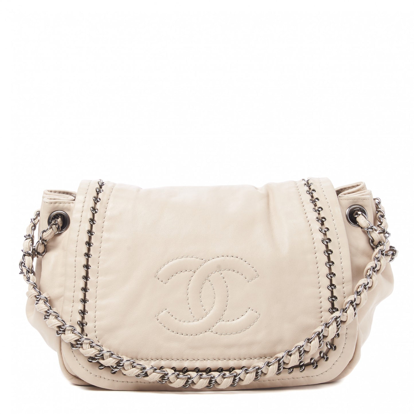 Smooth Calfskin Luxe Ligne Flap Light Beige