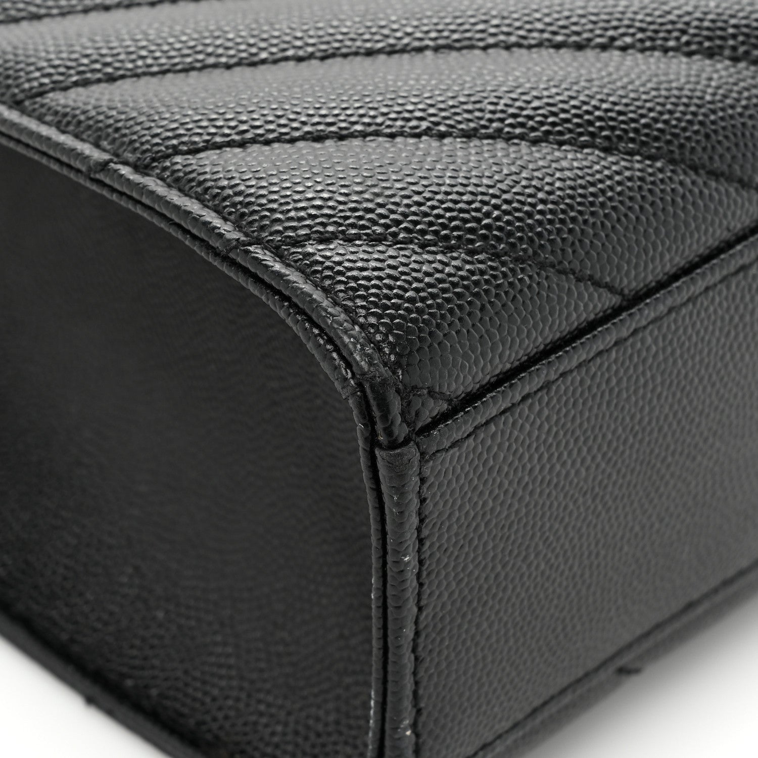 Saint Laurent Grain De Poudre Matelasse Chevron Large Monogram Satchel Black 11 of 15