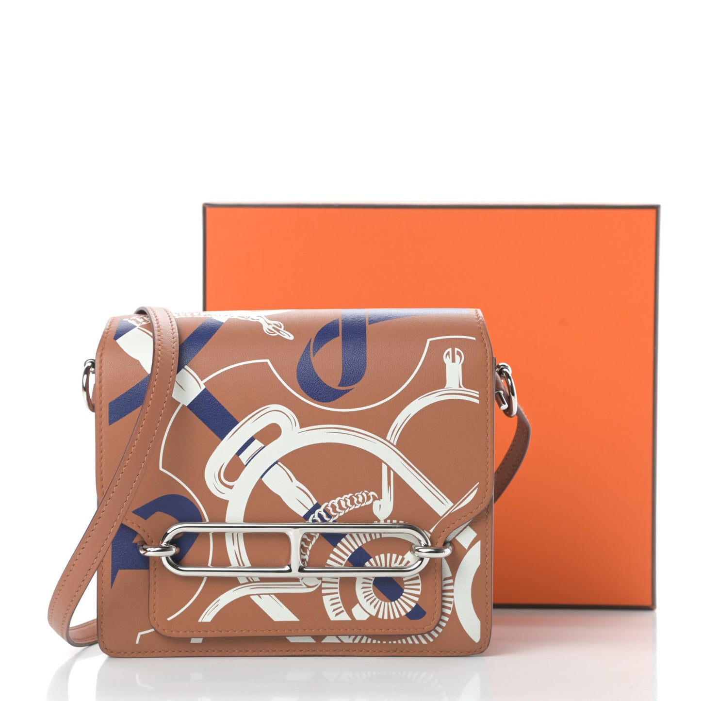 Swift Printed Eperon d'Or Mini Sac Roulis Gold White Bleu Encre