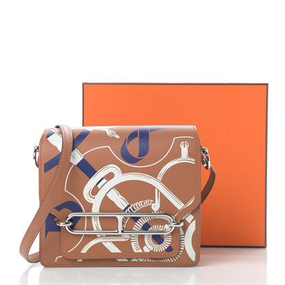 Hermes Swift Printed Eperon d'Or Mini Sac Roulis Gold White Bleu Encre 11 of 11