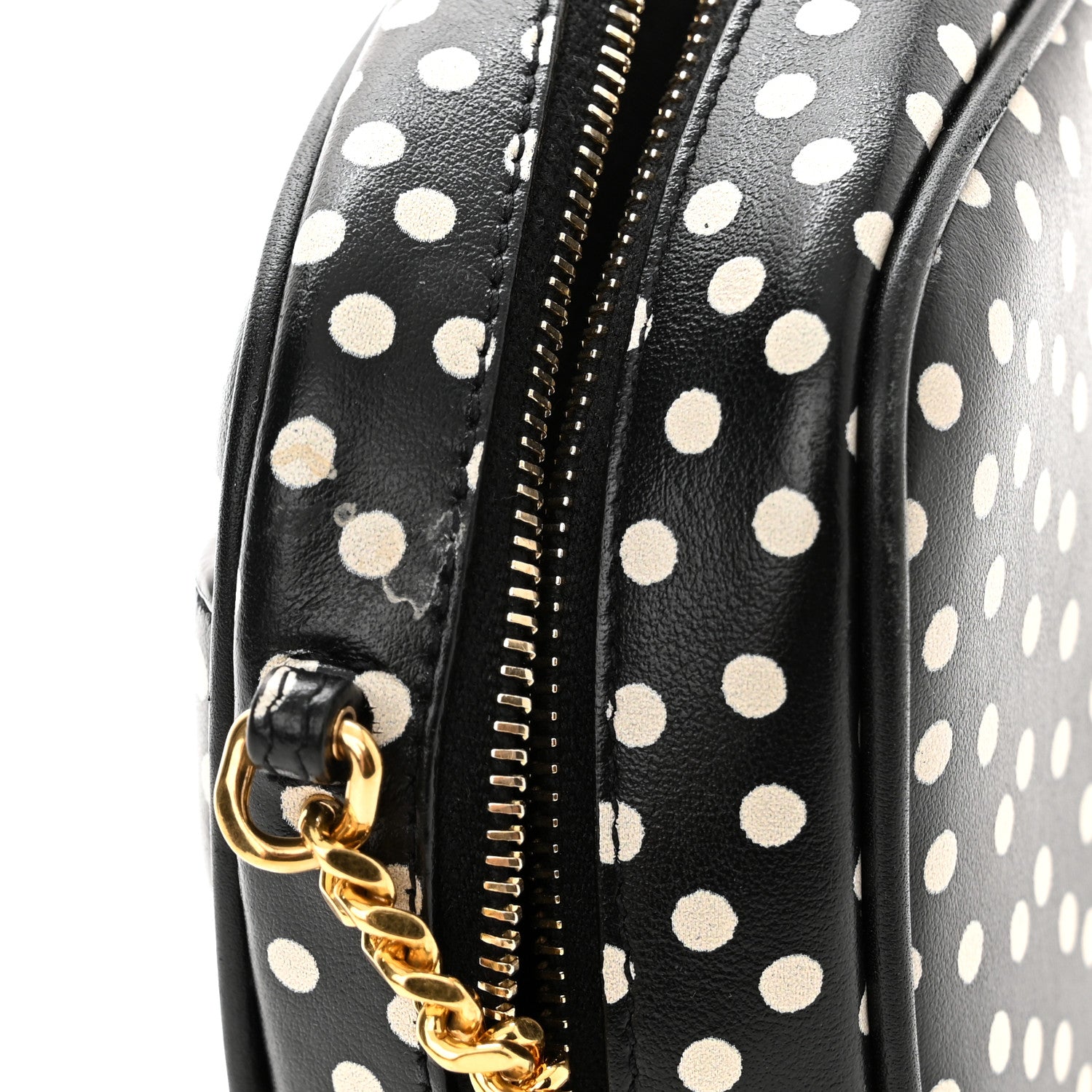 Saint Laurent Calfskin Printed Polka Dot Mini Lou Camera Bag Black Crema Soft 11 of 11