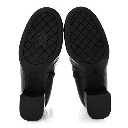 Chanel Stretch Lambskin Cap Toe CC Short Boots 37 Black 6 of 9
