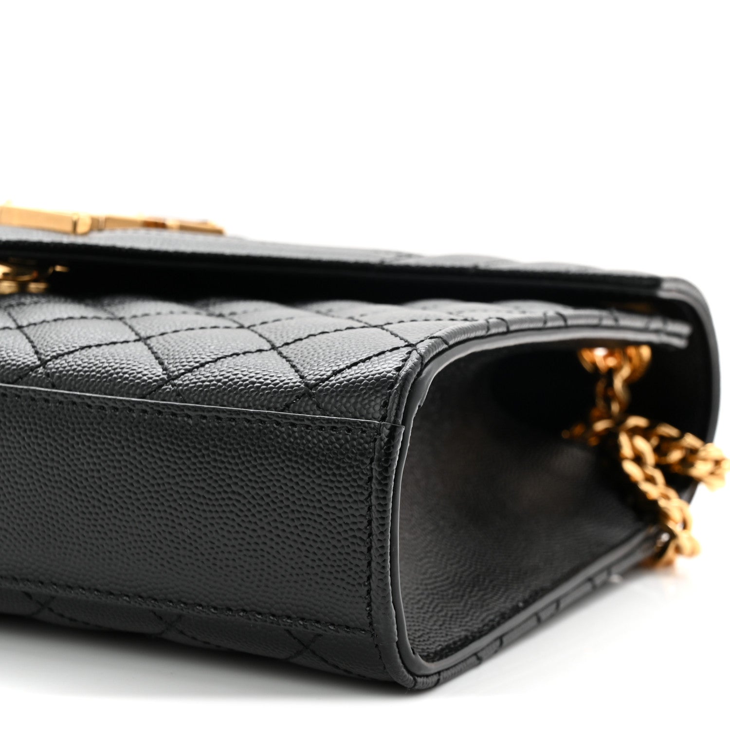 Saint Laurent Grain De Poudre Textured Mixed Matelasse Triquilt Medium Monogram Satchel Black 10 of 11