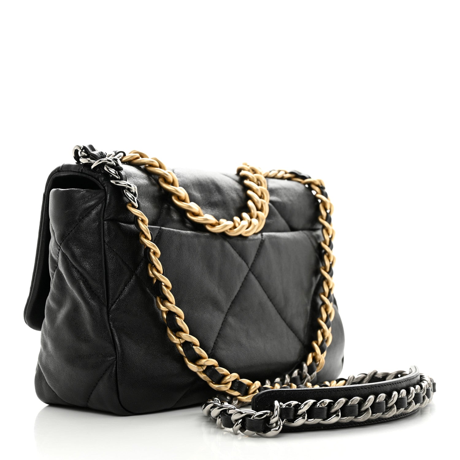 Chanel Shiny Goatskin Quilted Medium Chanel 19 Flap Black 2 of 10
