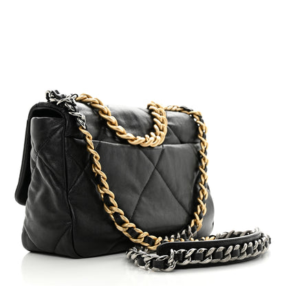 Chanel Shiny Goatskin Quilted Medium Chanel 19 Flap Black 2 of 10