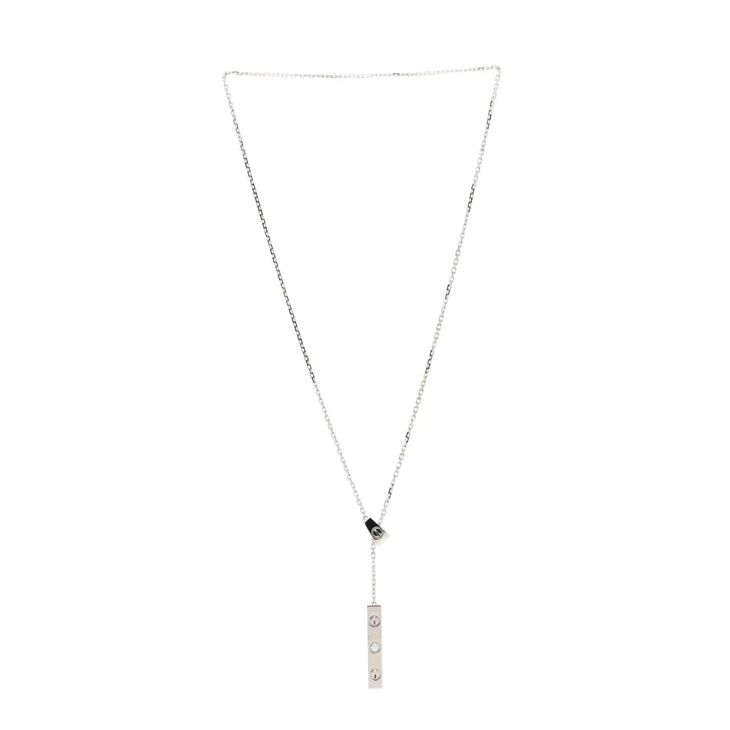 18K White Gold Diamond LOVE Lariat Necklace
