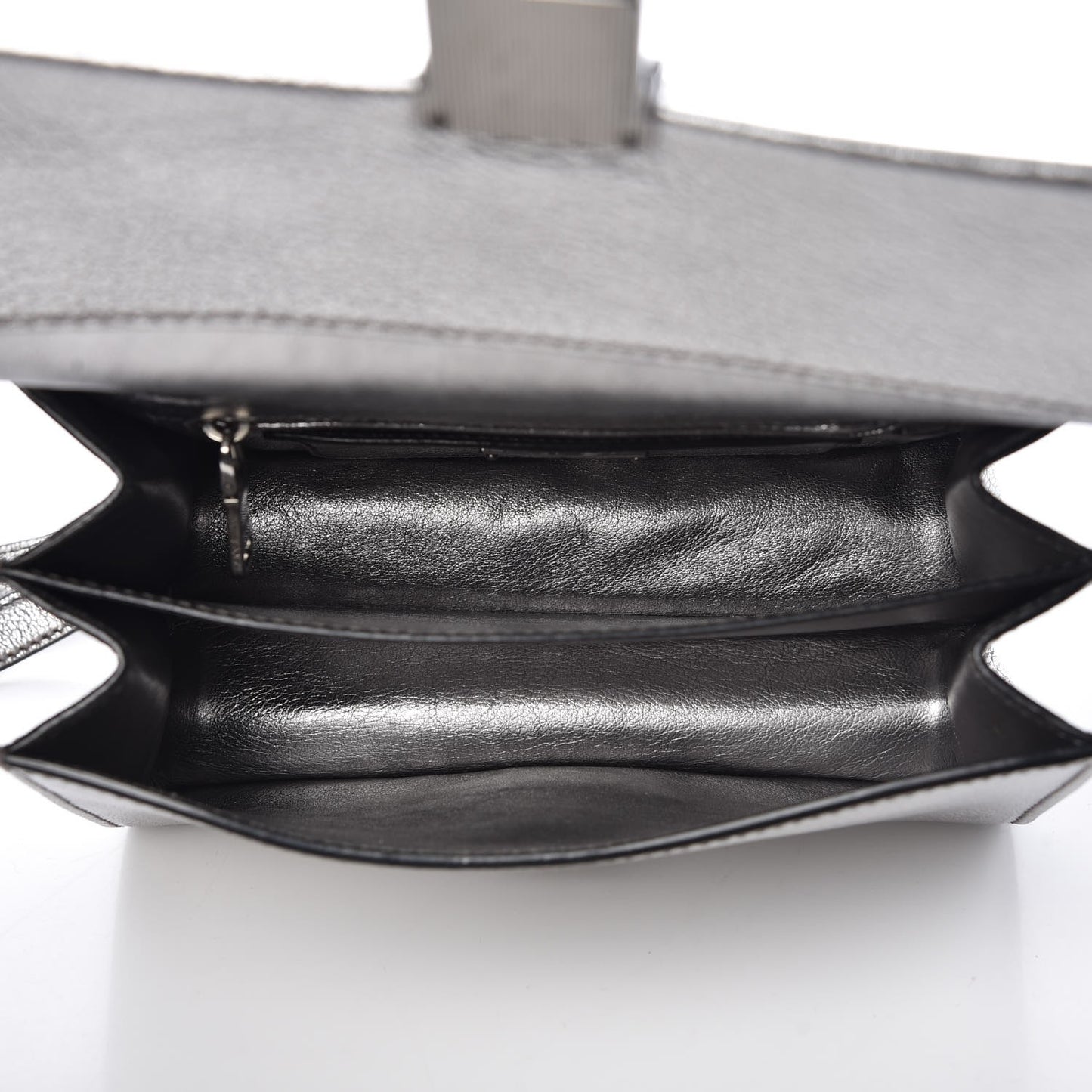 Metallic Goatskin Bandoliera Madras Shoulder Bag Chrome