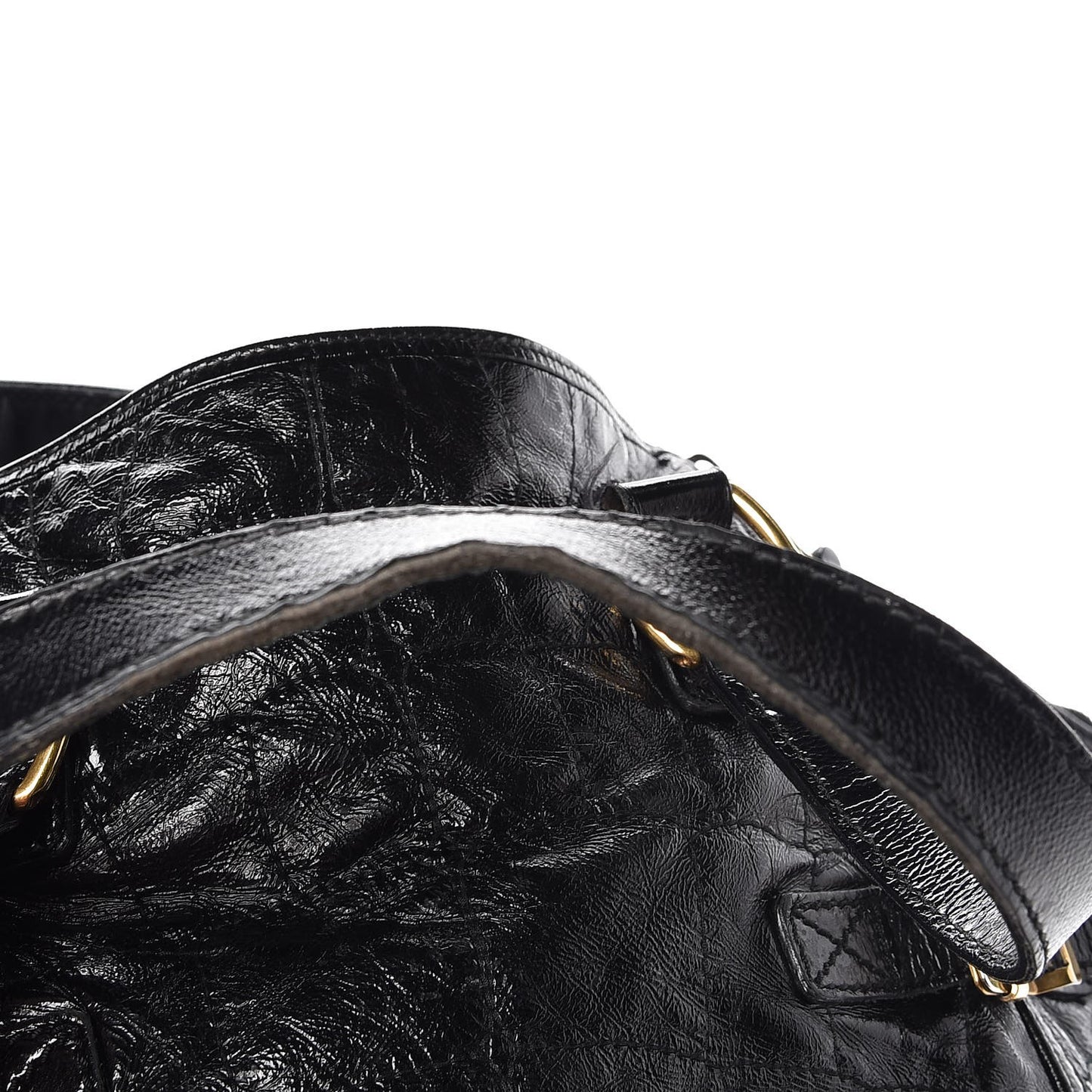 Patent Crocodile Embossed Medium Downtown Tote Black