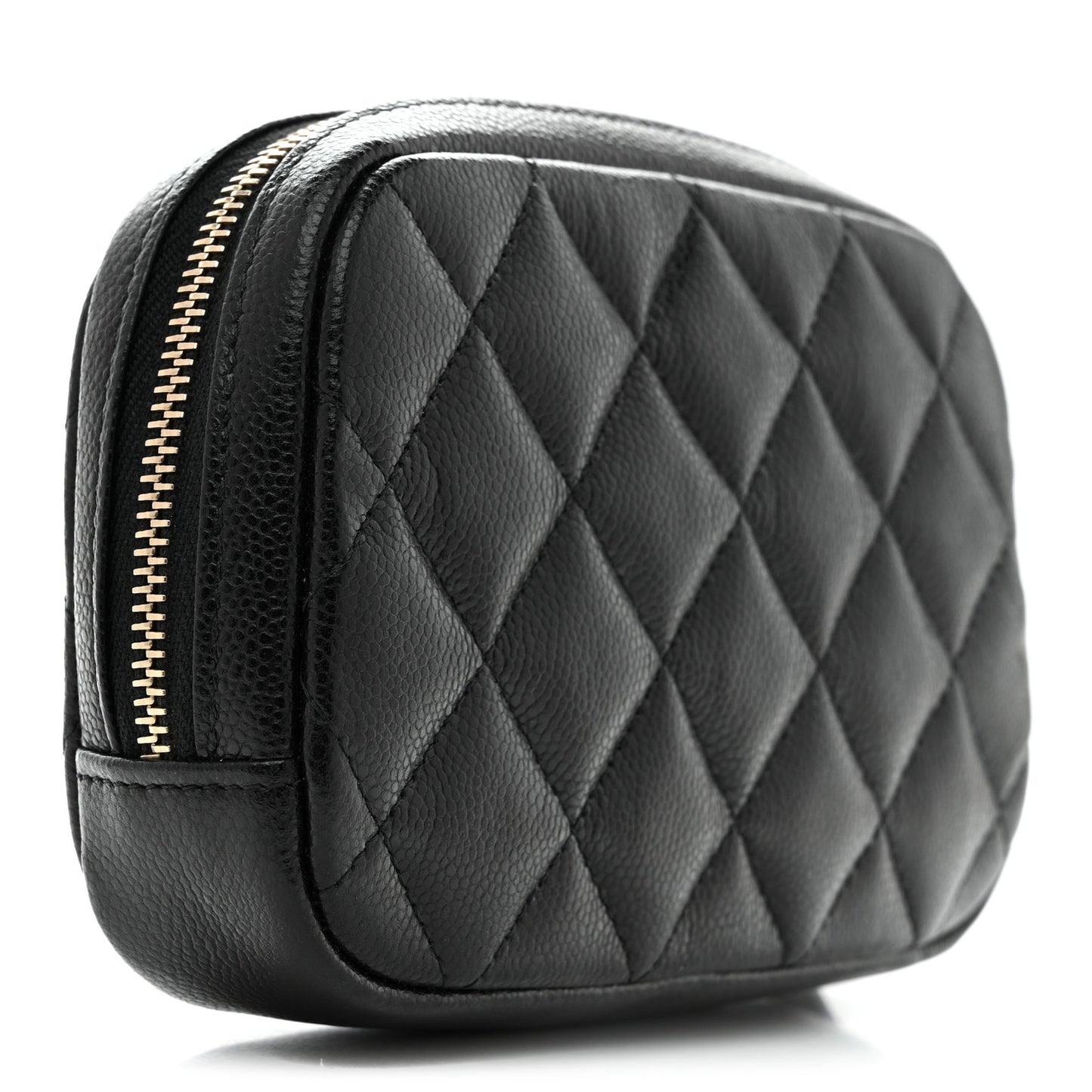 Caviar Quilted Small Curvy Pouch Cosmetic Case Black