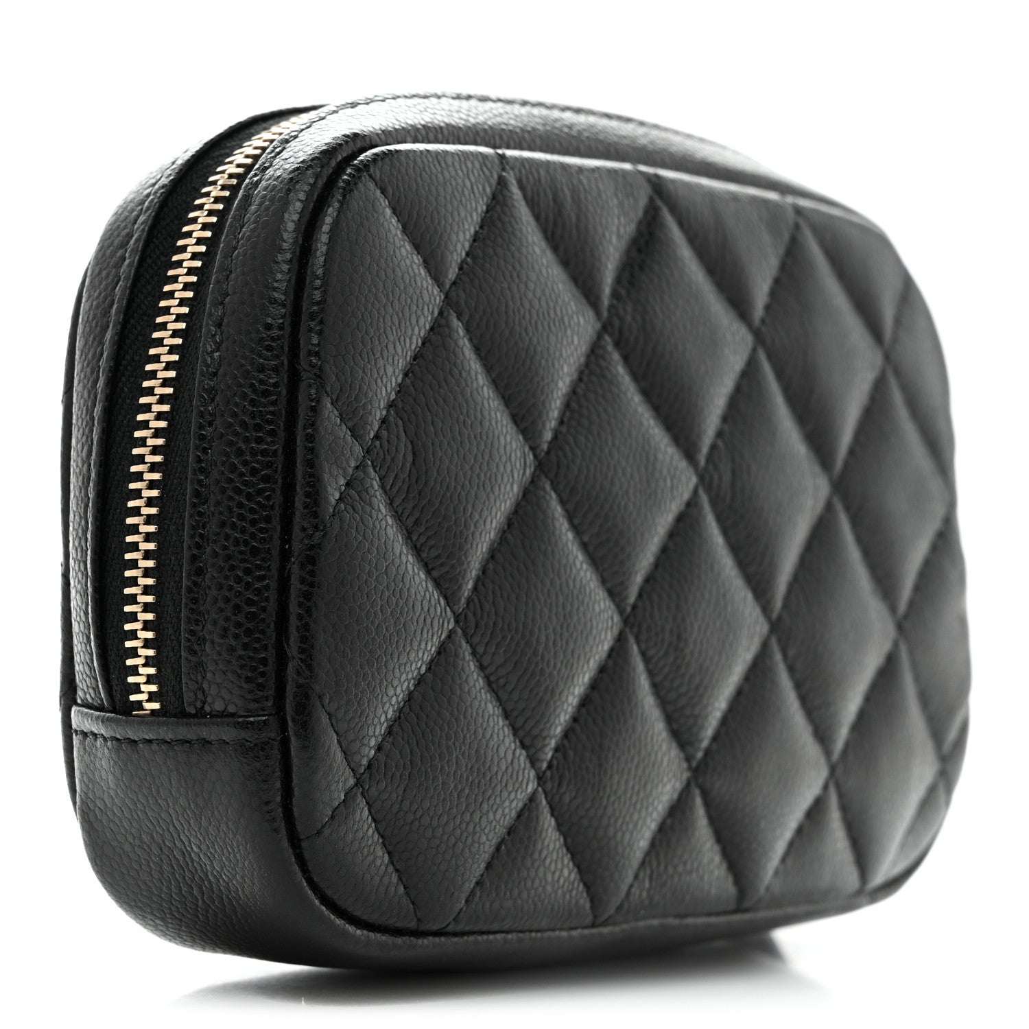 Chanel Caviar Quilted Small Curvy Pouch Cosmetic Case Black 3 of 8