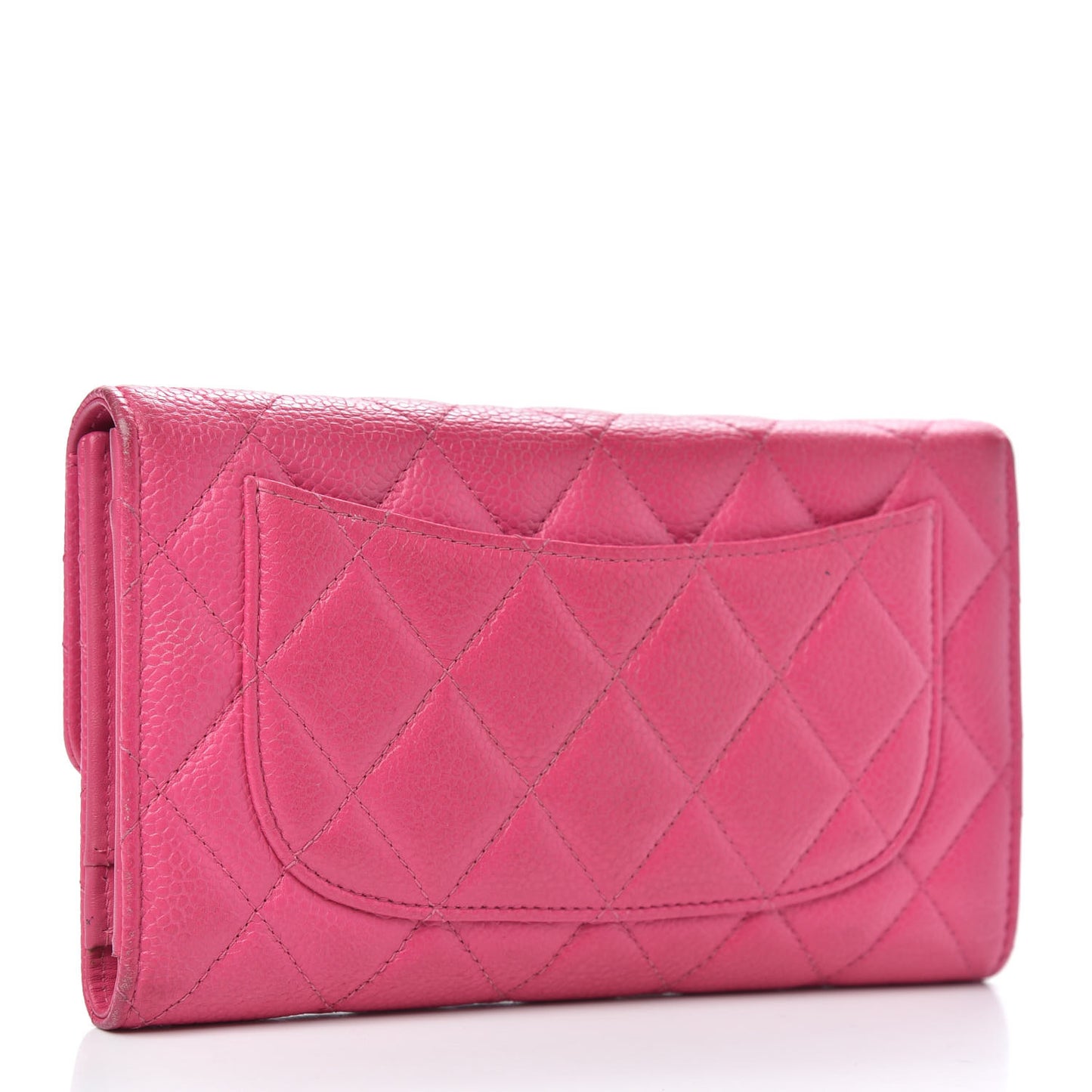 Caviar Quilted Large Flap Wallet Pink