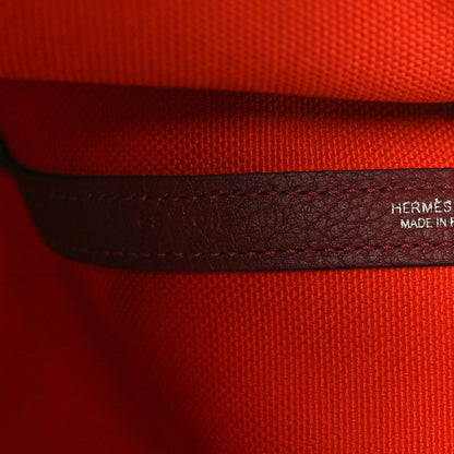 Hermes Toile Militaire Negonda Garden Party Tote 30 Orange Mecano Rouge H 7 of 9
