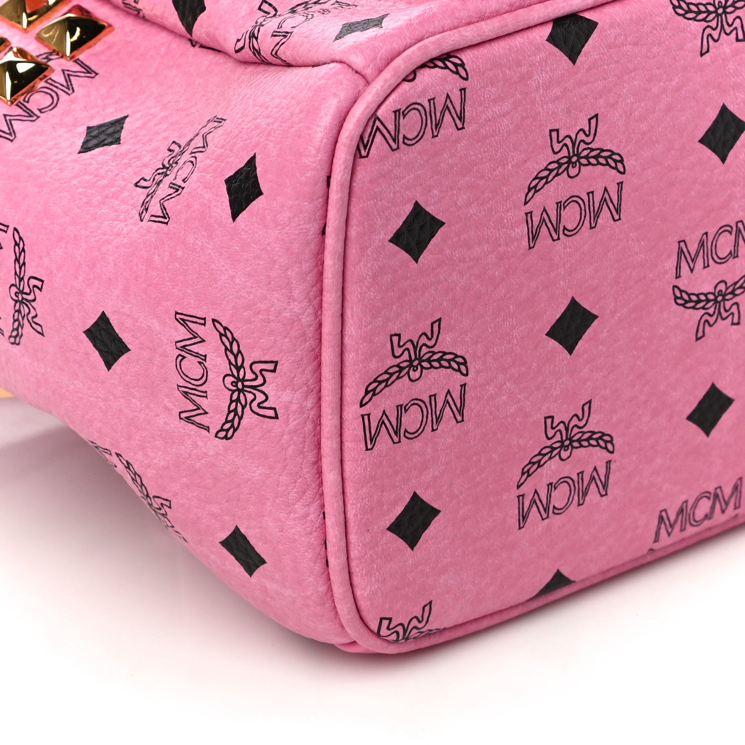 MCM Visetos Small Side Stud Stark Backpack Pink 8 of 9