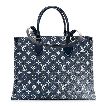Louis Vuitton Monogram Jacquard Denim Onthego MM Bleu 1 of 9