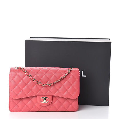 Chanel Caviar Quilted Jumbo Double Flap Dark Pink 10 of 10