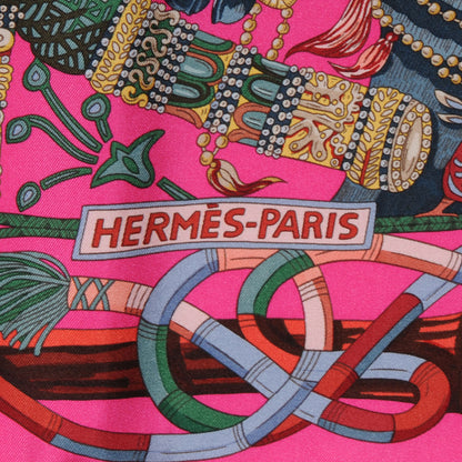 Hermes Silk Au Fil Du Carre Scarf 90 Rose VIF Rouge 3 of 5