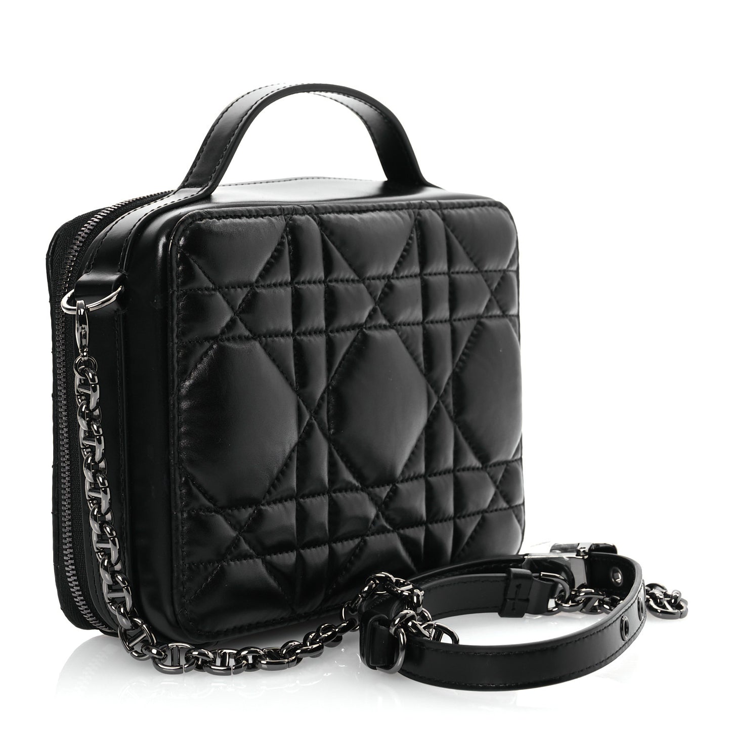 Calfskin Macrocannage Caro Box Bag Black