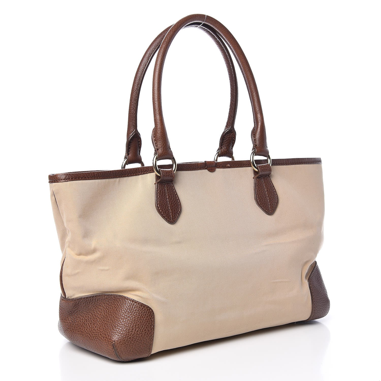 Burberry Canvas Calfskin Logo Tote Brown 3 of 15