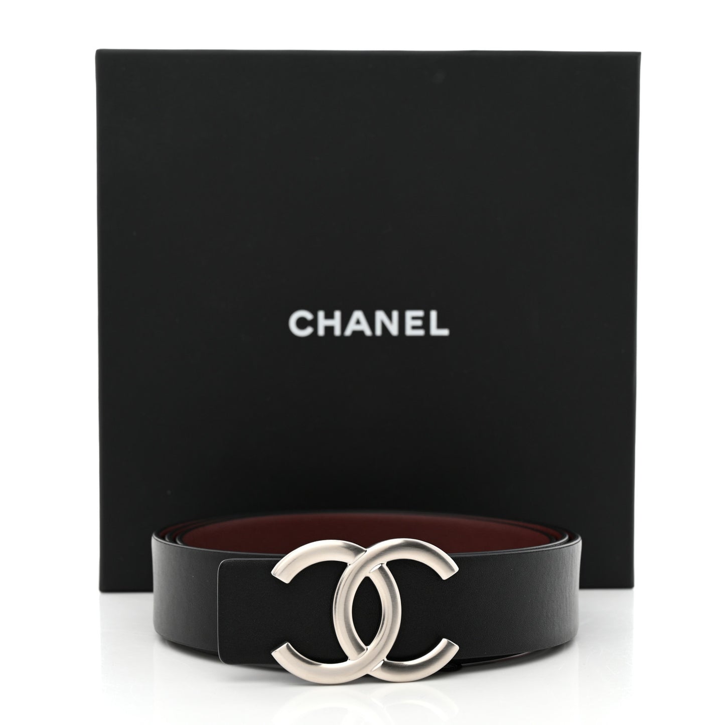 Calfskin CC Reversible Belt 110 44 Black Burgundy