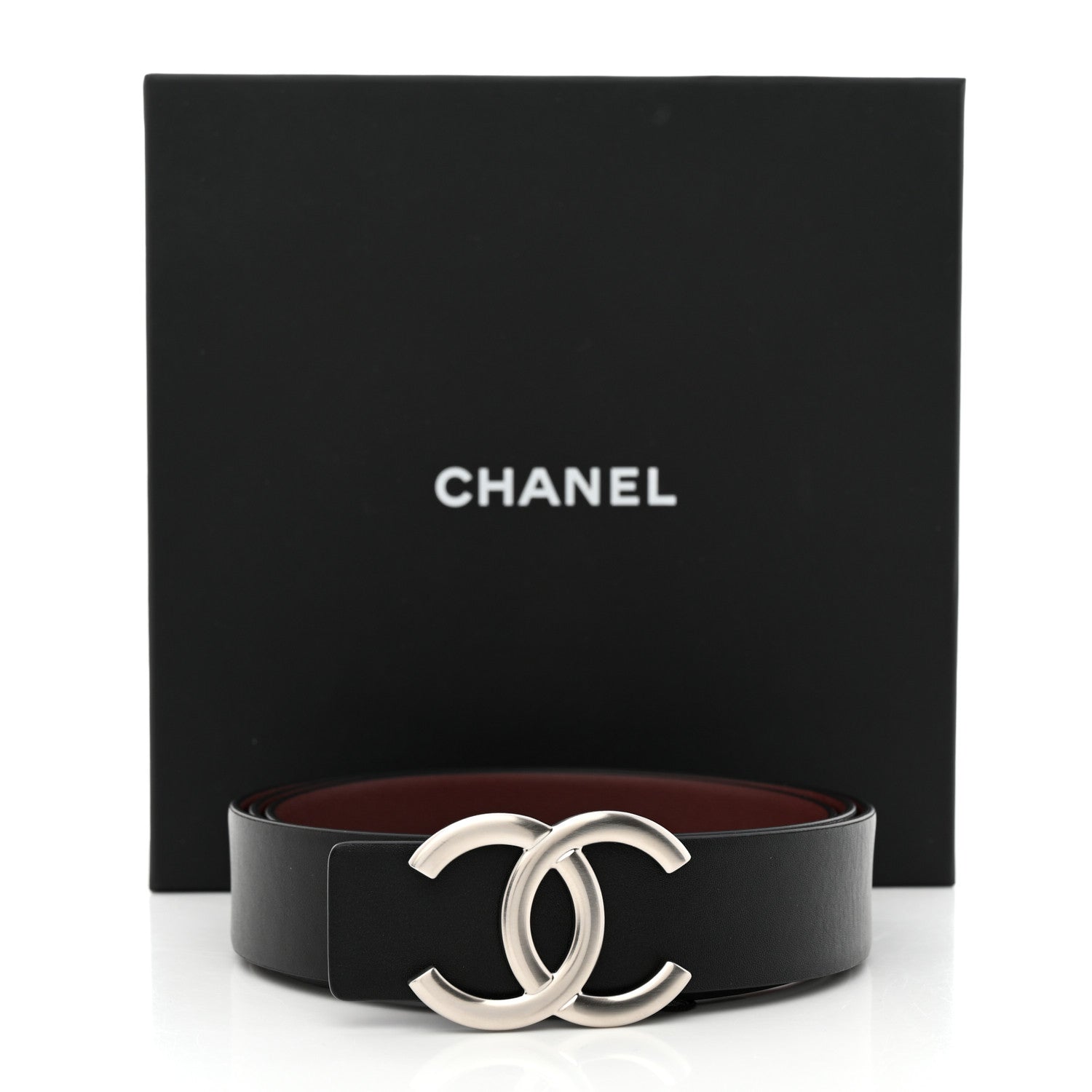 Chanel Calfskin CC Reversible Belt 110 44 Black Burgundy 6 of 6