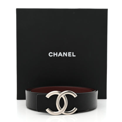 Chanel Calfskin CC Reversible Belt 110 44 Black Burgundy 6 of 6